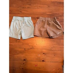 Kids Nike Dri Fit Athletic Shorts Tan‎ & Light Blue 2T Set